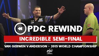 BRILLIANT SEMIFINAL Anderson v Van Gerwen  2015 World Championship Semi Final [upl. by Annoyi459]