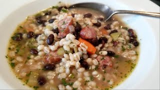 Hearty BARLEY SOUP  stew  easy conversion to MEAT FREE [upl. by Lura]