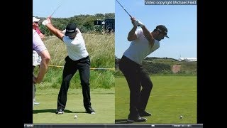 Jon Rahm golf swing  Long Iron faceon amp downtheline July 2017 [upl. by Nnylg718]