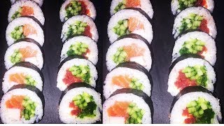 Salmon Sushi 🍣🥢 Futomaki Roll 2019 [upl. by Robin]