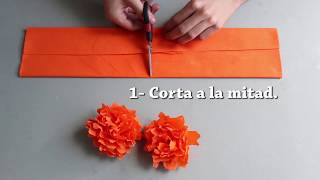 Cómo hacer una flor de cempasúchil de papel crepé [upl. by Einafats]