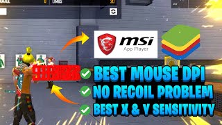 Best x and y sensitivity free fire bluestacks 5 I Best Mouse DPI For One Tap I How To Control Recoil [upl. by Linders]