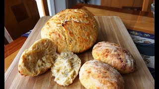 NoKnead Cheddar Cheese Bread amp Rolls updated… super easy… no machines [upl. by Stanford]