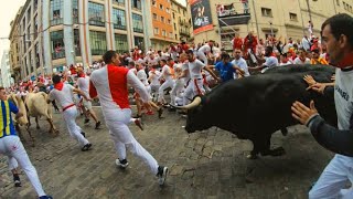 BRUTAL RUNNING OF THE BULLS Encierro 4K GOPRO  San Fermin 2019 [upl. by Hessney]