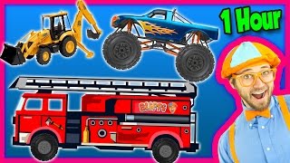 Videos for Kids 1 Hour Compilation  Fire Trucks  Monster Trucks  Backhoe  Blippi [upl. by Tonjes955]