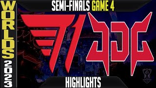 T1 vs JDG Highlights Game 4  S13 Worlds 2023 Semifinals  T1 vs JD Gaming G4 [upl. by Lramaj978]