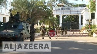 Gambia West African troops secure presidential palace [upl. by Ahsienahs]