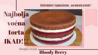 Bloody Berry torta  Sočna i lagana voćna torta  Najfinija voćna torta  Savrsen čokoladni biskvit [upl. by Nikolas326]