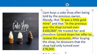 How to apply misrepresentation Liam cupcake scenario [upl. by Placeeda]