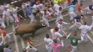 Running of the bulls Three gored in Pamplona [upl. by Falconer]