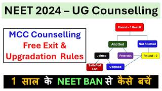 NEET 2024 – UG Counselling  MCC Counselling  Free Exit amp Upgradation Rules [upl. by Ahsikel]