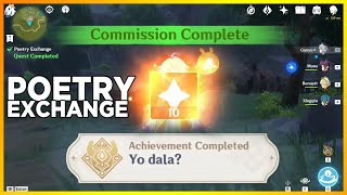 POETRY EXCHANGE Genshin Impact YO DALA Achievement Completed Quick Guide Ella Musk [upl. by Areit]