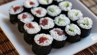 Sushi Rolls Cucumber and Tuna Rolls Recipe  Japanese Cooking 101 [upl. by Noraf]