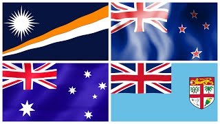 FLAGS OF OCEANIA – National Flags of Oceanian Countries for Kids Kindergarten [upl. by Toile]