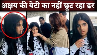 Akshay Kumar amp Twinkle Khannas Daughter Nitara Looked SCARED at Mumbai Airport [upl. by Eilsel]