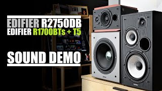 Edifier R1700BTs  T5 subwoofer vs Edifier R2750DB  Sound Comparison [upl. by Novihc]