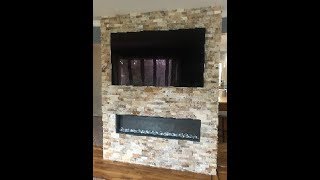 DIY Stone wall for Recessed electric Fireplace and TV [upl. by Ztnaj]