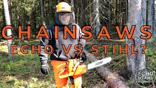 ECHO CS620P Review Comparing ECHO amp STIHL Chainsaws [upl. by Arykahs894]