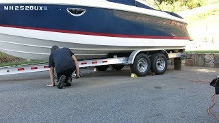 Repositioning a 25 Boat on its trailer while in the driveway [upl. by Nace]