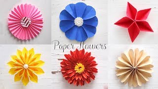 6 Easy Paper Flowers  Flower Making  DIY [upl. by Garrot]