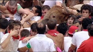 23 injured in stampede at Spains running of the bulls [upl. by Nani979]