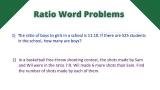 Ratio Word Problems  Algebra 1 [upl. by Nairot]