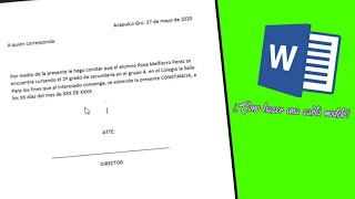 Cómo hacer una carta modelo en word [upl. by Aruabea]