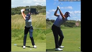 Justin Thomas golf swing  Long Iron faceon amp downtheline July 2017 [upl. by Camey]