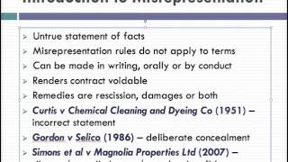 Misrepresentation Lecture 1 of 4 [upl. by Ayoj]