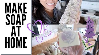 Make Soap at Home  with Recipe  lavender soap [upl. by Erfert]