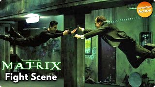 THE MATRIX 1999 Neo v Mr Smith  Subway Fight  Keanu Reeves  TBT Action Movie Fight Scenes [upl. by Moitoso]