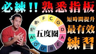 熟悉吉他指板｜最有效的練習｜吉他 初學必練｜五度圈練習｜Basic Guitar Lesson｜吉他教學 [upl. by Shawnee]