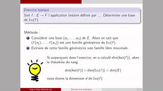 Comment déterminer une base de limage dune application linéaire [upl. by Rosina]