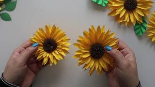 Beautiful Paper Sunflower Tutorial  DIY Small Paper Flower for Room Decoration [upl. by Jakob701]