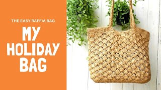 Easy raffia crochet summer beach bag  DIY tutorial [upl. by Tillinger]