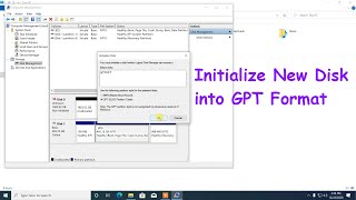 How to initialize new disk into GPT  MBR format  Create Partition to new hard drive on Windows 10 [upl. by Kalam]